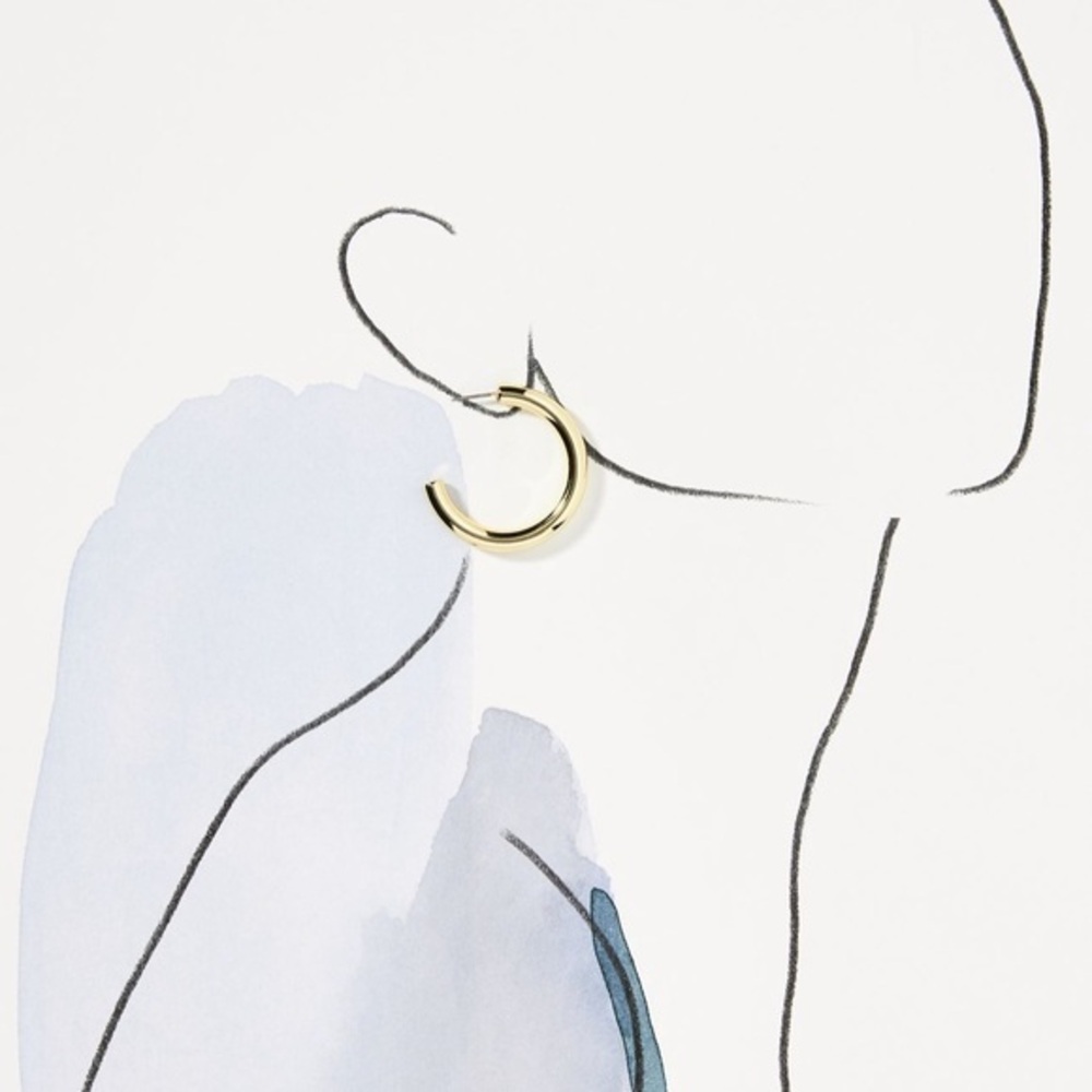 NEW Anthropologie Gold Large Tube Hoop Earrings 1.5” 40mm